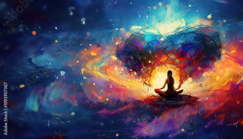 Meditative Enlightenment: Cosmic Energy Flowing Through Visualization