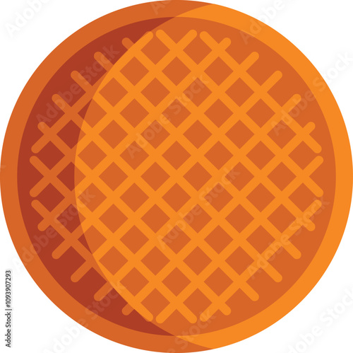 Round waffle with a grid pattern, a delicious breakfast food
