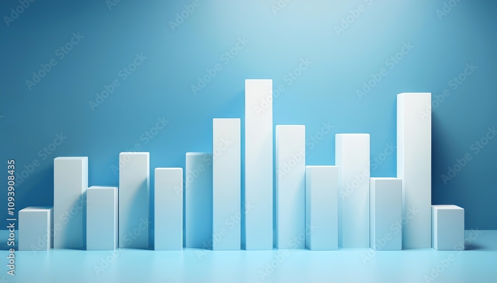 A minimalist depiction of rising and falling bars against a blue background, representing data or statistics. A minimalist depiction of rising and falling bars against a blue background, representing data or statistics.