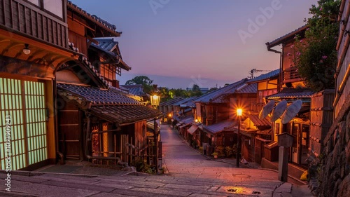 4k timelapse of Ninenzaka in Higashiyama District and Yasaka Pagoda  (Hokanji temple),famous landmark and tourist attraction in Higashiyama ward, Kyoto city, Japan.