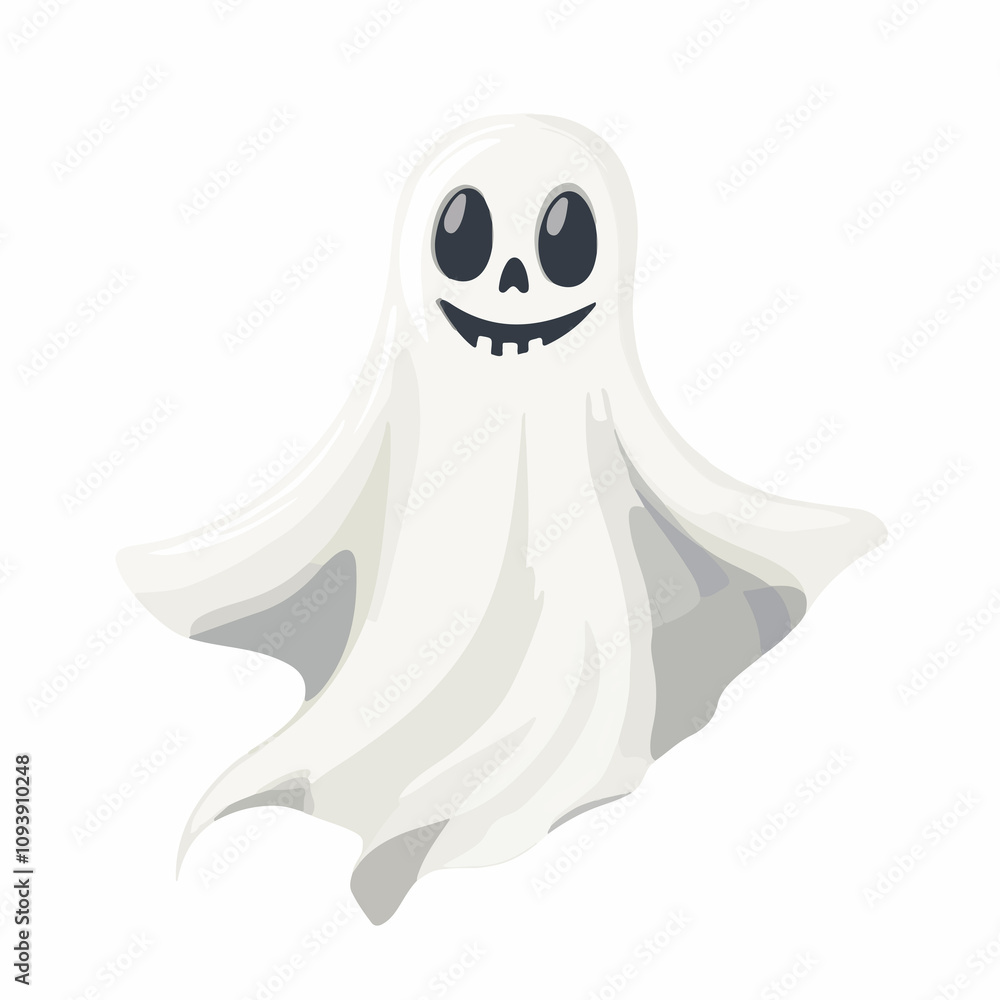 Spooky Halloween Ghost Floating Isolated Icon Vector Illustration Spooky Halloween Ghost Floating Isolated Icon Vector Illustration