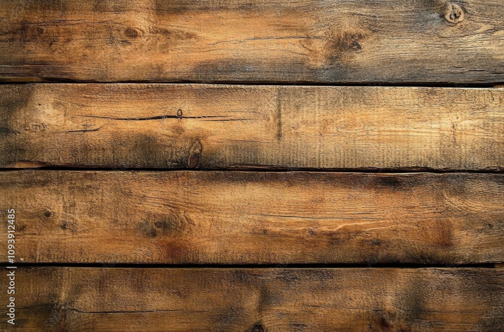 Weathered Rustic Wooden Planks Background with Visible Knots and Grain
