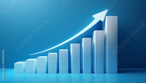 A sleek blue background features a rising bar chart, symbolizing growth and progress, complemented by an upward arrow. Free Download A sleek blue background features a rising bar chart, symbolizing growth and progress, complemented by an upward arrow. - GFXLoad