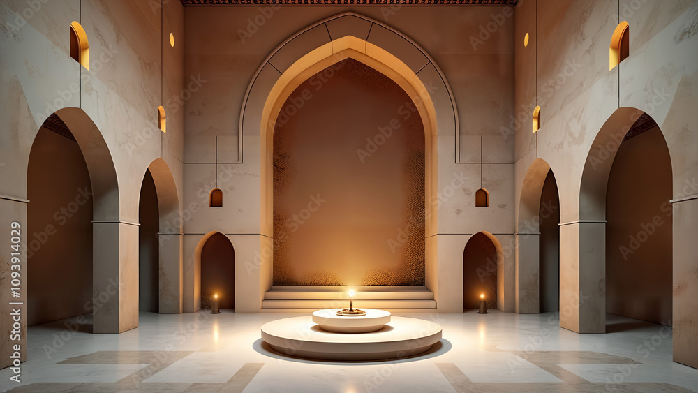 Fototapeta premium Modern Moroccan Mihrab with Geometric Design