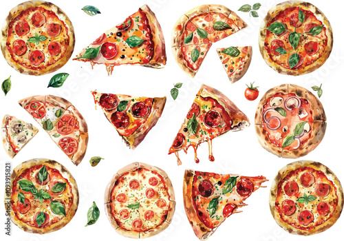 pizza watercolor clipart