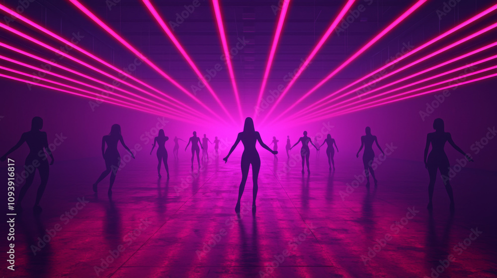 Dramatic dance performance nightclub visual art urban wide angle energy and movement