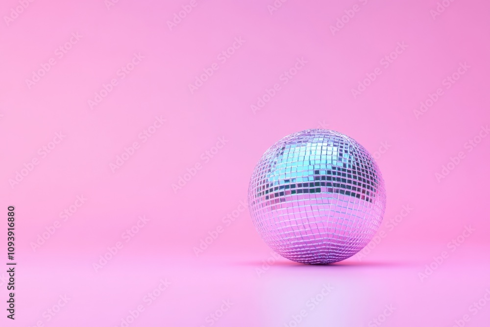 shiny disco ball on a pink background for festive occasions shiny disco ball on a pink background for festive occasions