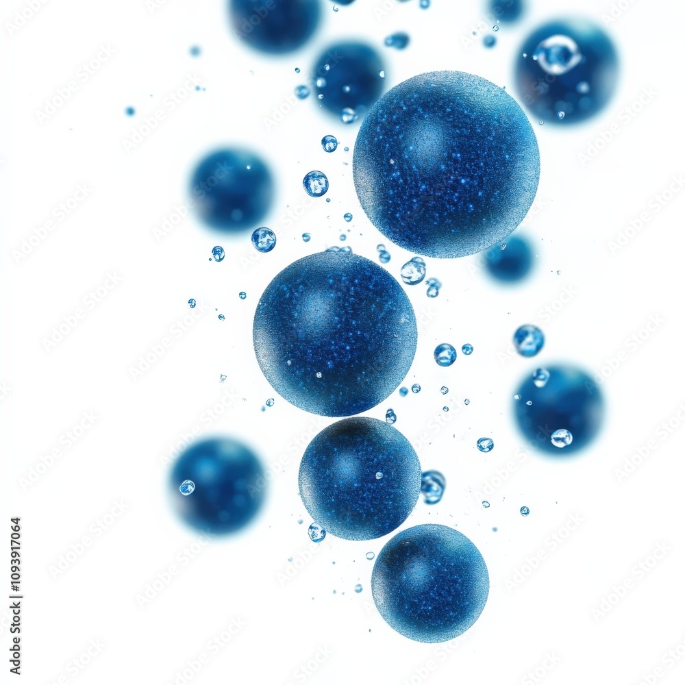 blue spheres with bubbles creating a dynamic underwater effect blue spheres with bubbles creating a dynamic underwater effect