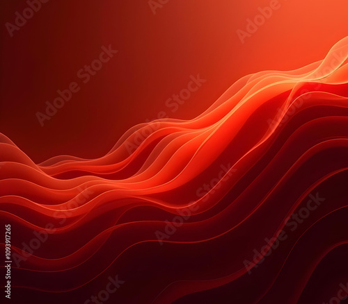 Create a red vibrant and eye-catching background. An abstract digital art gradient waves background