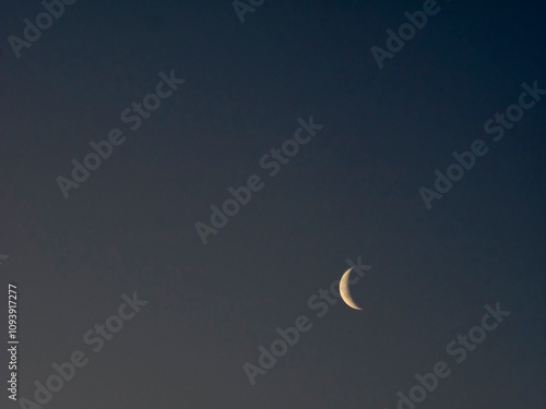 California, Alabama Hills. Pre dawn view of Crescent Moon