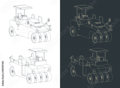 Pneumatic road roller blueprints