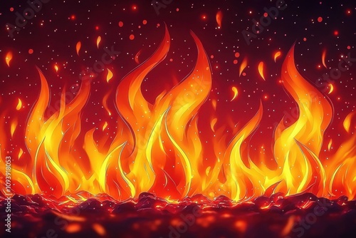 Fiery Flames Background Hot Orange Red Inferno