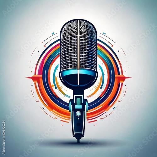 simple podcast microphone icon logo illustration