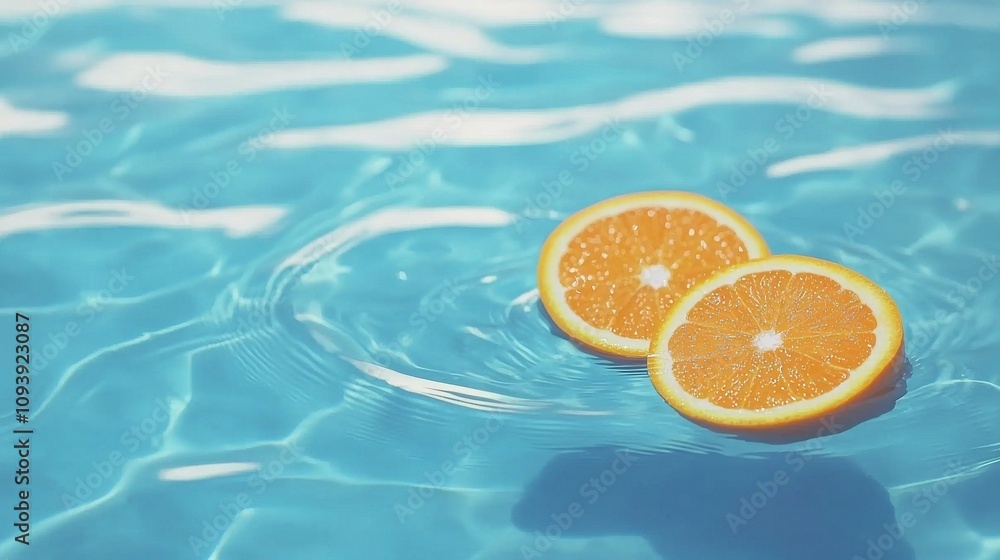 Refreshing Citrus Slices Floating in Clear Water Tranquil Pool Setting Lifestyle Photography Calm Environment Refreshing Citrus Slices Floating in Clear Water Tranquil Pool Setting Lifestyle Photography Calm Environment