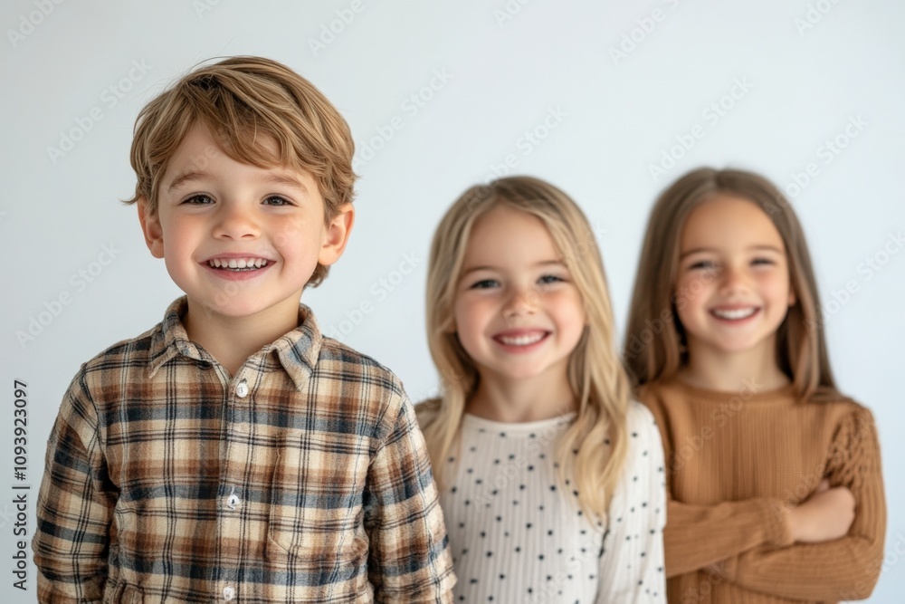 happy children smiling together in a studio setting happy children smiling together in a studio setting