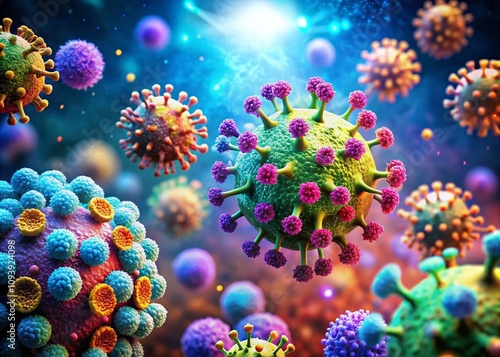 Macro View of the Immune System's Defense Against Viral Infections: Antibodies Attacking Antigens in High-Resolution 4K Documentary Photography