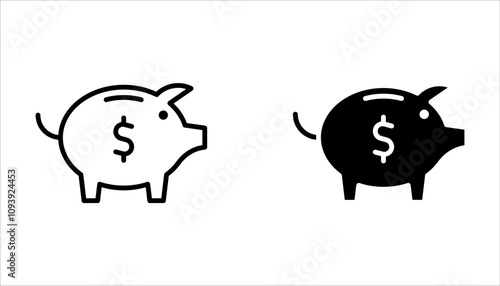 Piggy bank icon set. piggy money icon on white background