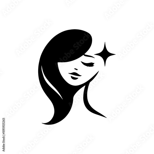 Simple Vector Icon of a beauty woman face – Logo Design Illustration
