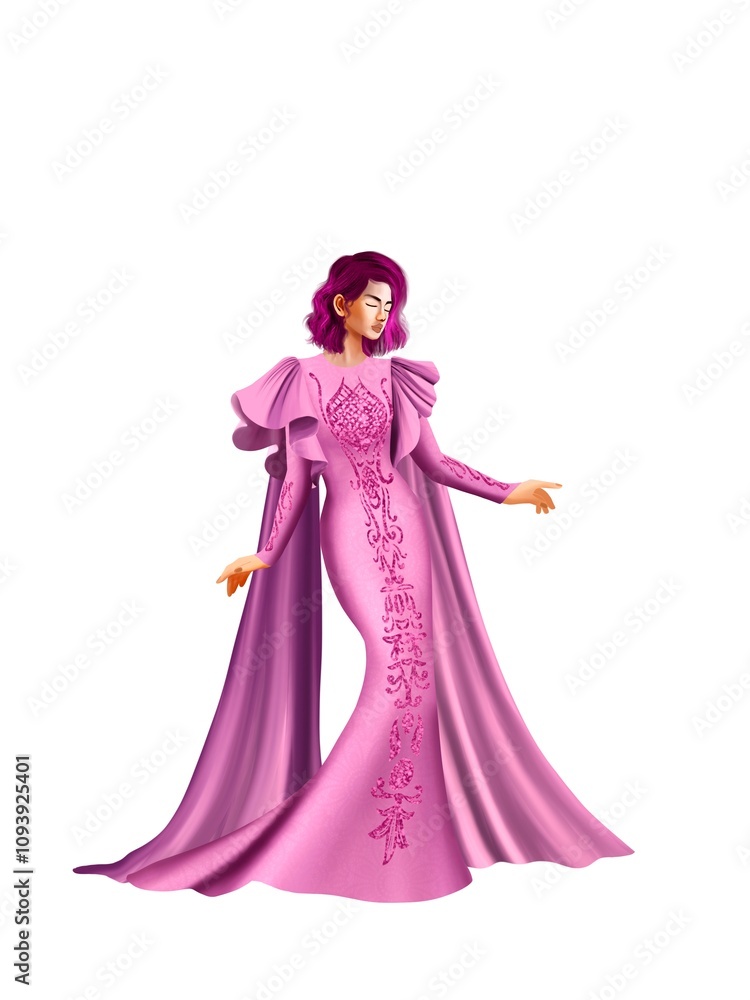 fashion illustration of a woman wearing a charming classic luxury dress for fashion design illustration needs fashion illustration of a woman wearing a charming classic luxury dress for fashion design illustration needs