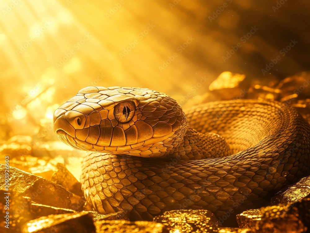 Snake basking in golden sunlight nature scene serene environment close-up view wildlife concept for seo impact Snake basking in golden sunlight nature scene serene environment close-up view wildlife concept for seo impact
