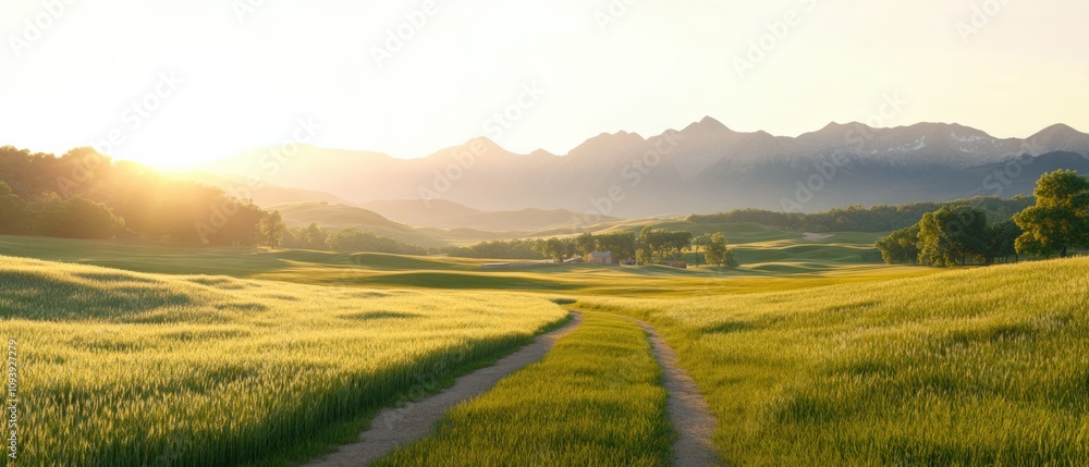 scenic landscape with rolling hills and a sunrise scenic landscape with rolling hills and a sunrise