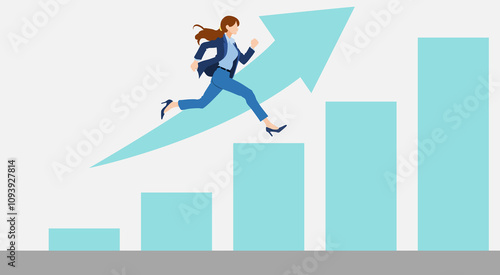 スキルアップを目指すビジネスウーマンのイラスト