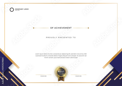 Gradient golden luxury certificate template