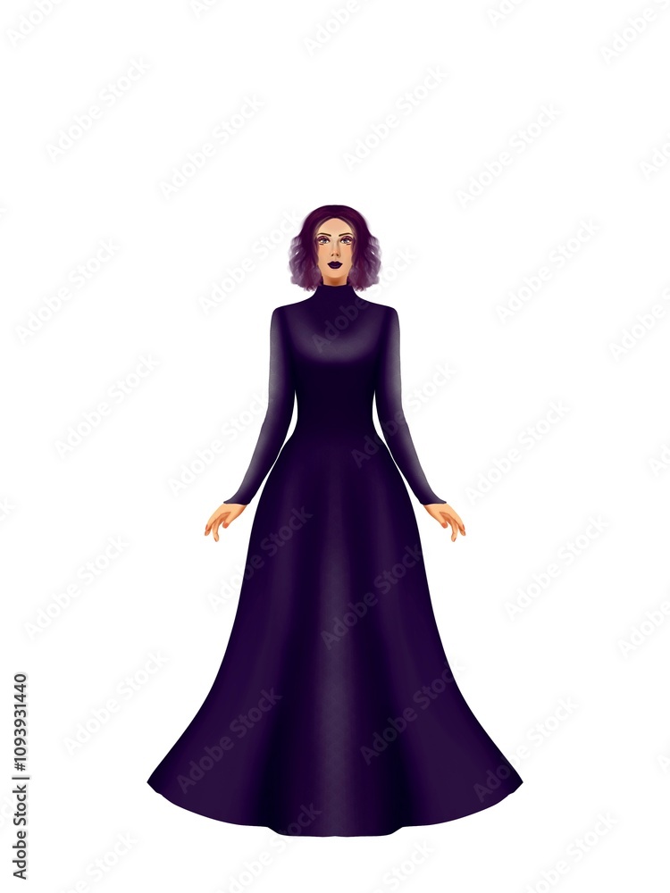 fashion illustration of a woman wearing a charming classic luxury dress for fashion design illustration needs fashion illustration of a woman wearing a charming classic luxury dress for fashion design illustration needs