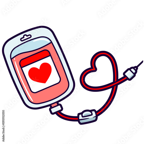 heart infusion bag cartoon illustration