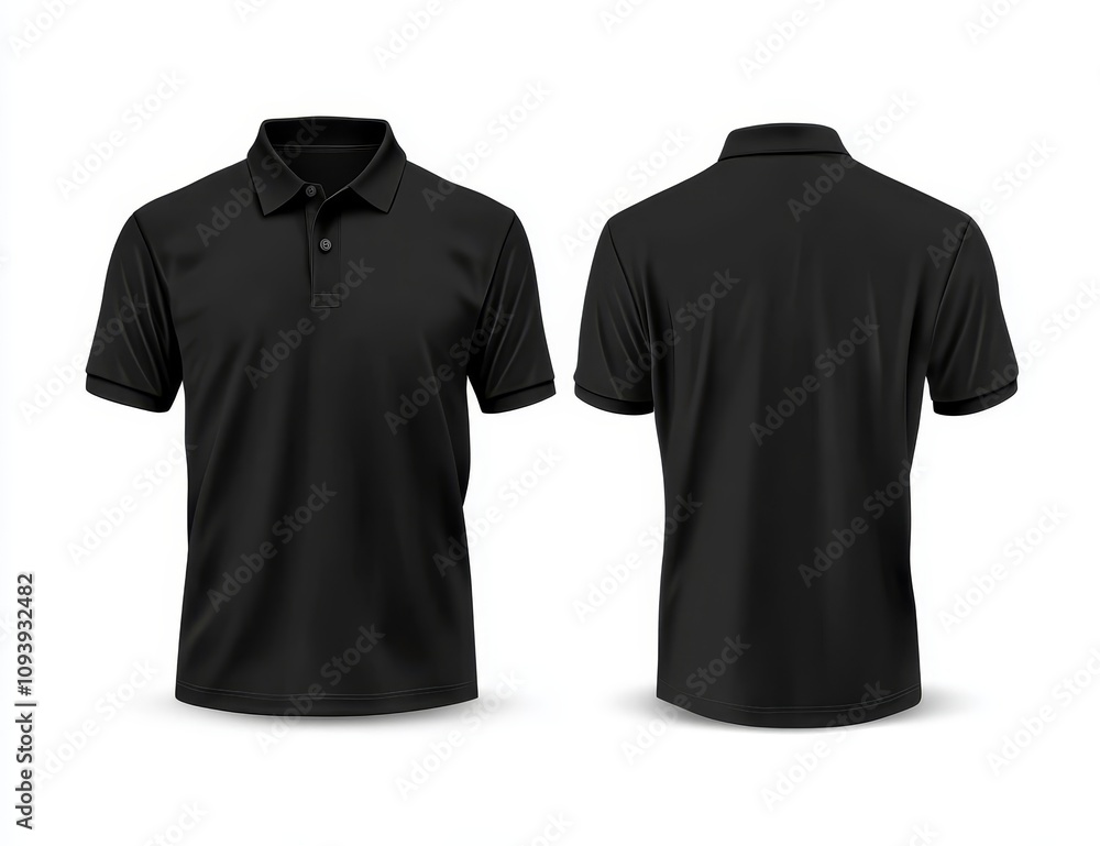Black polo shirt mockup, front and back view, isolated on white background. (1) Black polo shirt mockup, front and back view, isolated on white background. (1)
