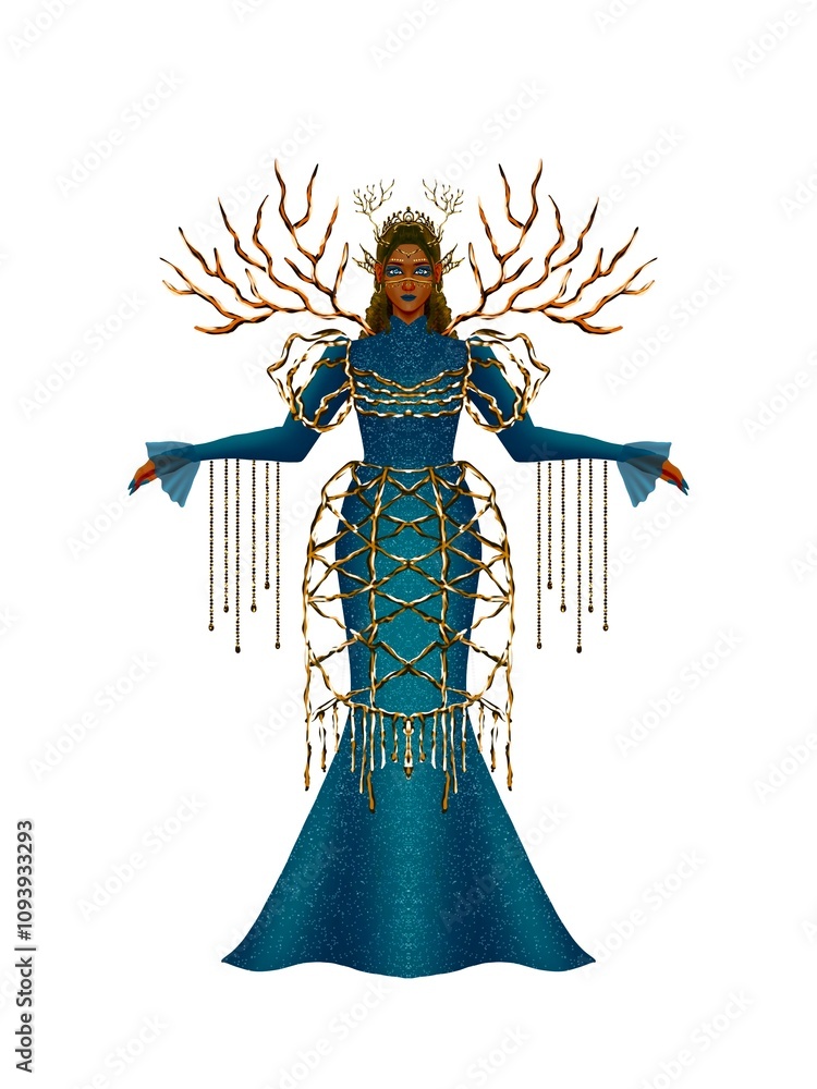 Obraz premium fashion illustration of a woman wearing a charming classic luxury dress for fashion design illustration needs