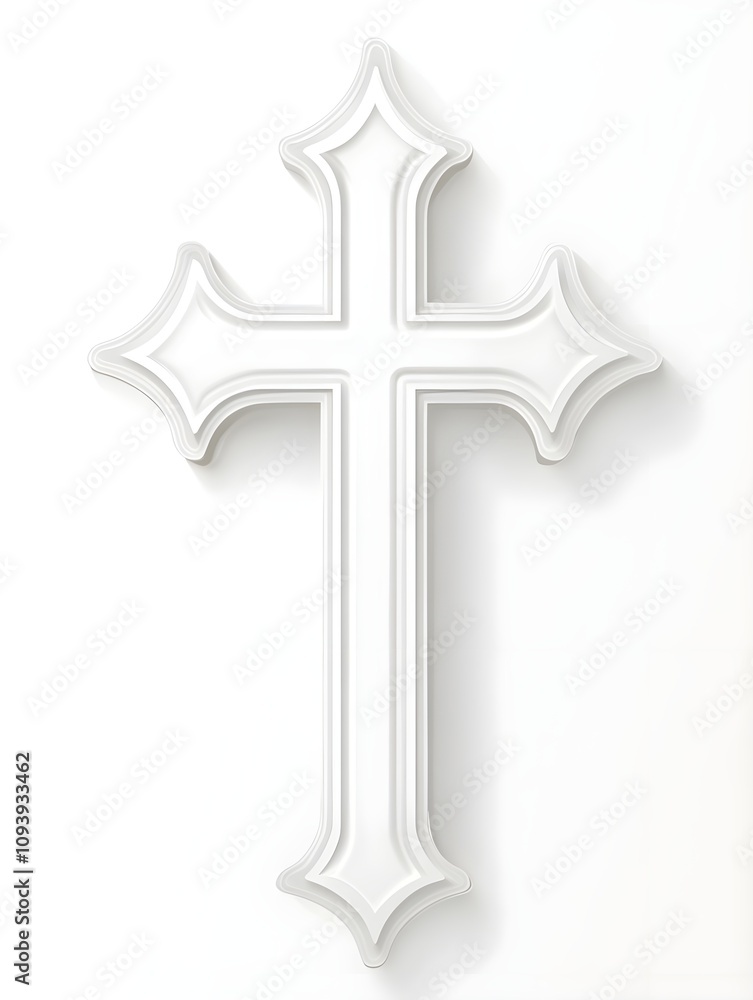 A white Gothic cross on a white background A white Gothic cross on a white background