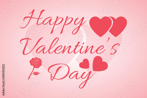 Happy valentines day greeting card with hearts and roses.