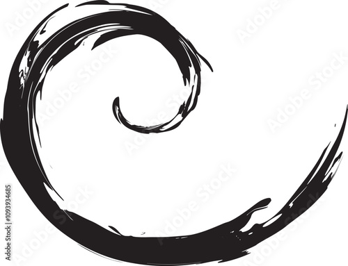 螺旋の墨・筆の和風エフェクト装飾イラスト素材