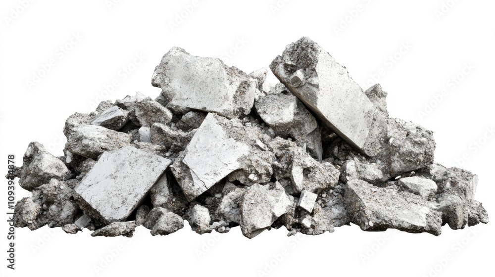 Pile of Broken Concrete Debris on a White Background Ideal for Construction and Demolition Related Stock Photography Applications Pile of Broken Concrete Debris on a White Background Ideal for Construction and Demolition Related Stock Photography Applications