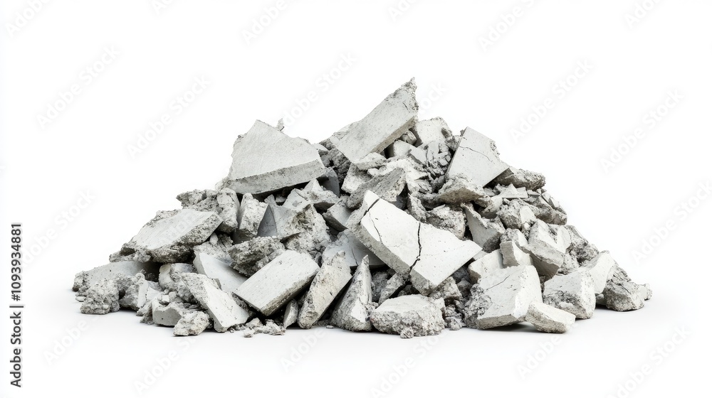 Pile of Broken Concrete Pieces Isolated on White Background, Perfect for Construction and Demolition Themes in Stock Photos and Graphic Designs Pile of Broken Concrete Pieces Isolated on White Background, Perfect for Construction and Demolition Themes in Stock Photos and Graphic Designs