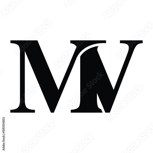 MV letter black logo icon template 1