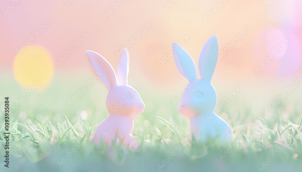 pastel colored bunny silhouettes on grass pastel colored bunny silhouettes on grass