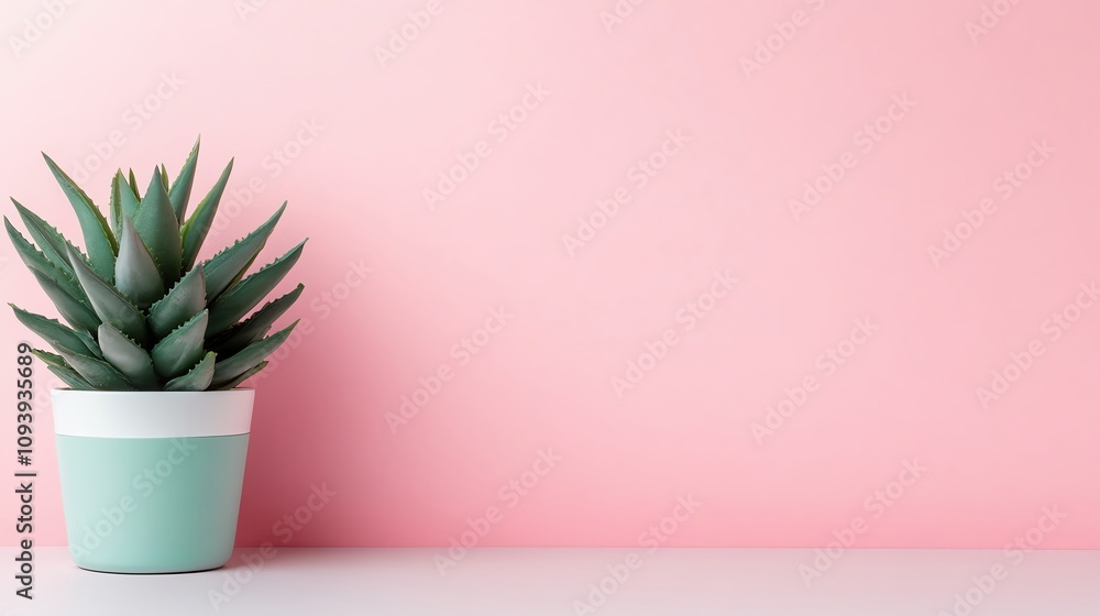 Mock up cosmetic . Stylish plant in a pastel pot against a pink wall. Mock up cosmetic . Stylish plant in a pastel pot against a pink wall.