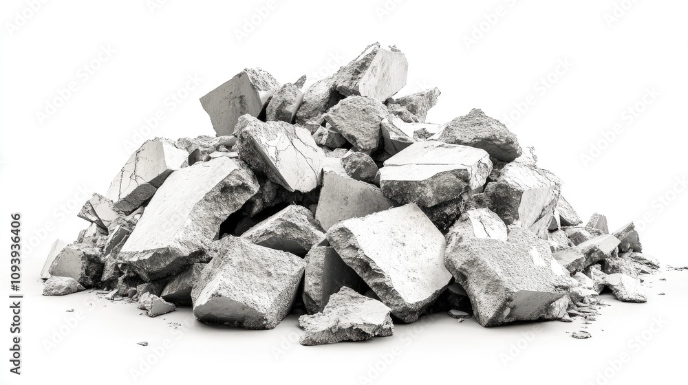 Pile of Crushed White Concrete Debris with Rough Texture on a Clean White Background Ideal for Construction and Renovation Projects Stock Photography Pile of Crushed White Concrete Debris with Rough Texture on a Clean White Background Ideal for Construction and Renovation Projects Stock Photography