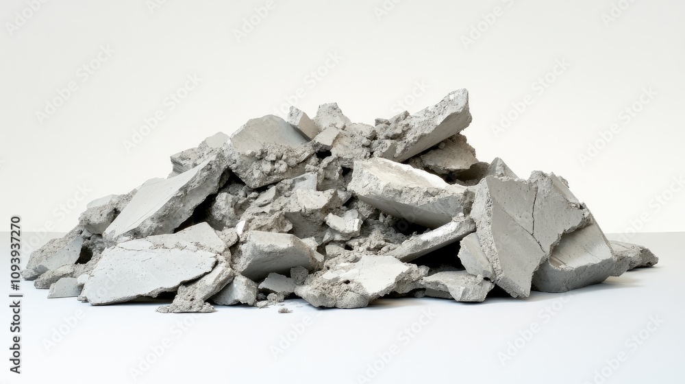Pile of Broken Concrete Debris on a Neutral Background for Construction and Demolition Themes, Ideal for Architecture or Urban Renewal Projects Pile of Broken Concrete Debris on a Neutral Background for Construction and Demolition Themes, Ideal for Architecture or Urban Renewal Projects