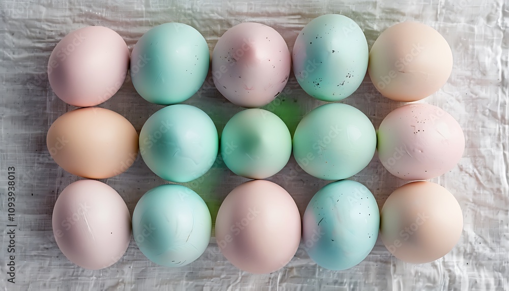 pastel colored egg arrangement on linen pastel colored egg arrangement on linen