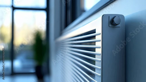 Closeup of a modern radiator, thermal central heating system with water that provides warmth and comfort during the winter months in a home or apartment 4K Video