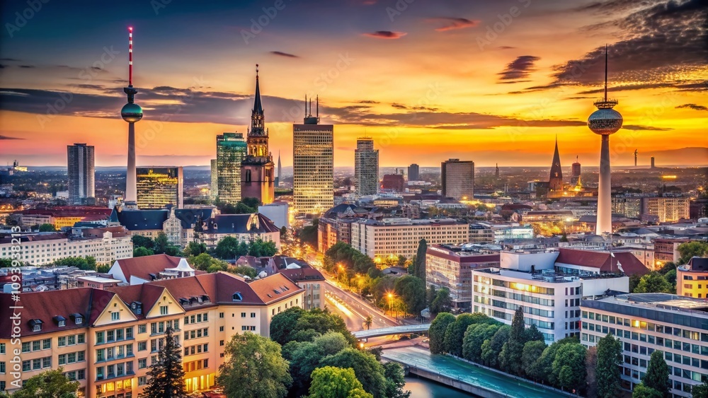 Φωτογραφία Minimalist Photography of Germany City Skylines at Dusk: Capturing the Essence o