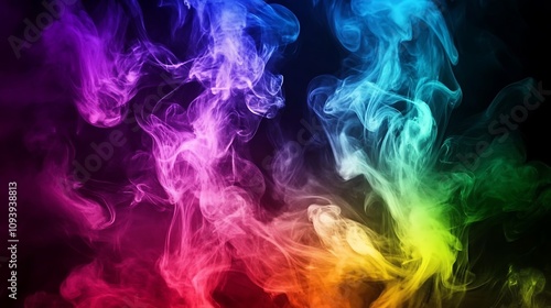 Abstract Rainbow Smoke Swirling in Darkness AI Generated