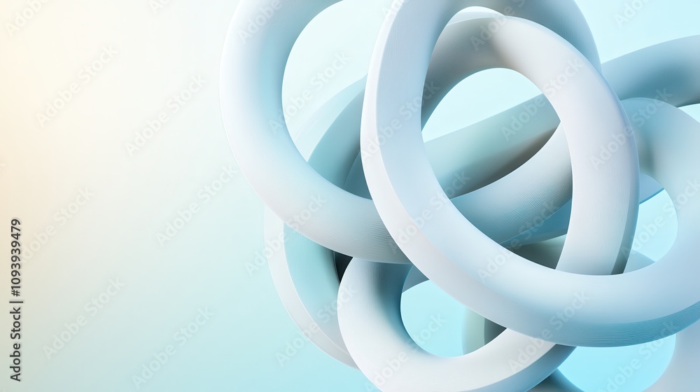 3D Interlocking Rings with Frosted Metallic Finish on Gradient Background 3D Interlocking Rings with Frosted Metallic Finish on Gradient Background