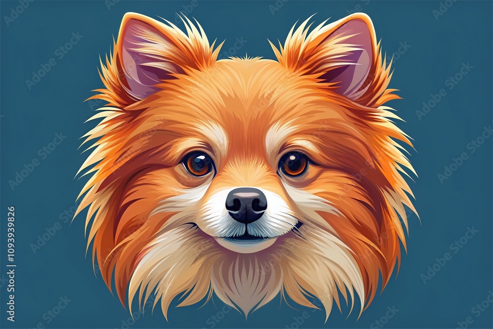 Minimalist Vector Art of a Stylized Pomeranian Dog Head, Perfect for Modern Home Decor and Pet Lovers, Featuring Clean Lines and Vibrant Colors for a Unique Aesthetic Appeal Minimalist Vector Art of a Stylized Pomeranian Dog Head, Perfect for Modern Home Decor and Pet Lovers, Featuring Clean Lines and Vibrant Colors for a Unique Aesthetic Appeal