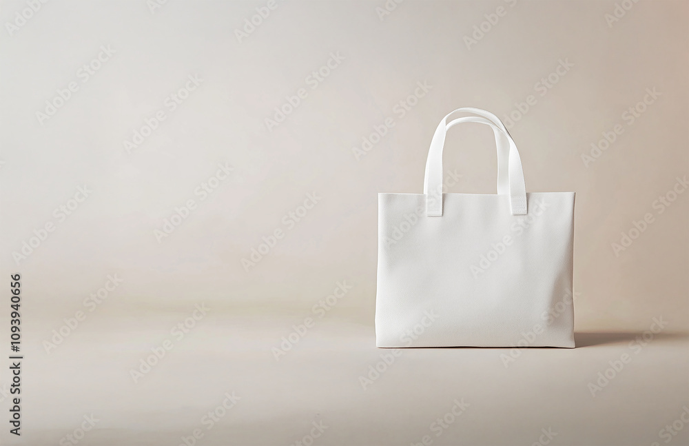 White bag with handle, simple studio design White bag with handle, simple studio design