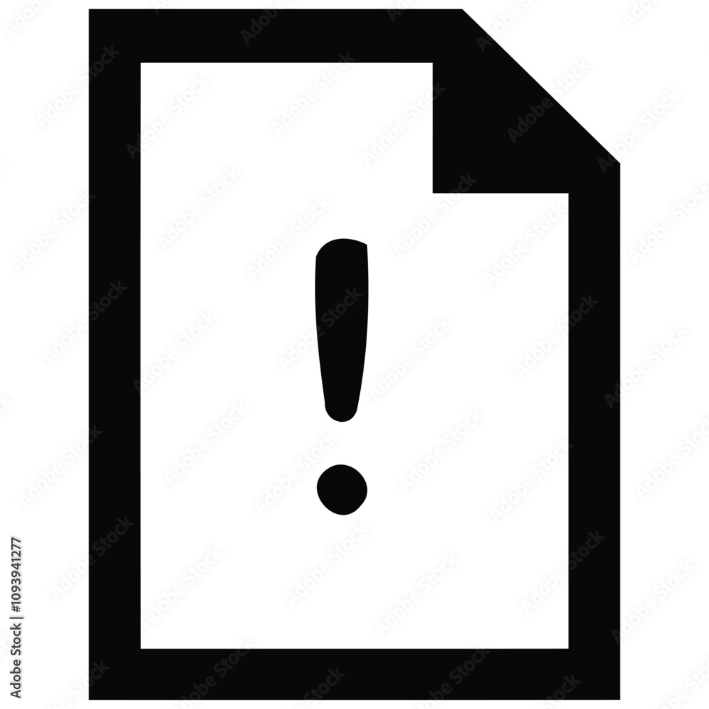 Document Alert icon black color. Document Alert icon black color.