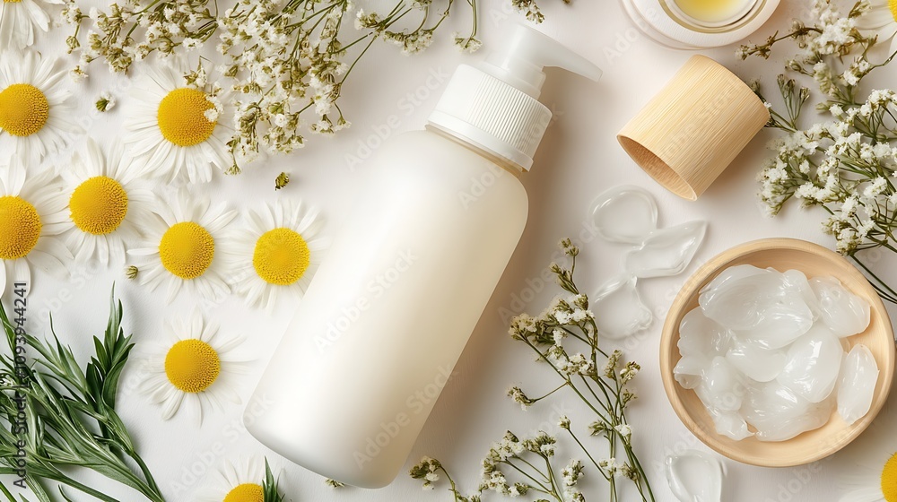 Natural Skincare Products with Chamomile and Essential Oils for Beauty Routine : Generative AI Natural Skincare Products with Chamomile and Essential Oils for Beauty Routine : Generative AI
